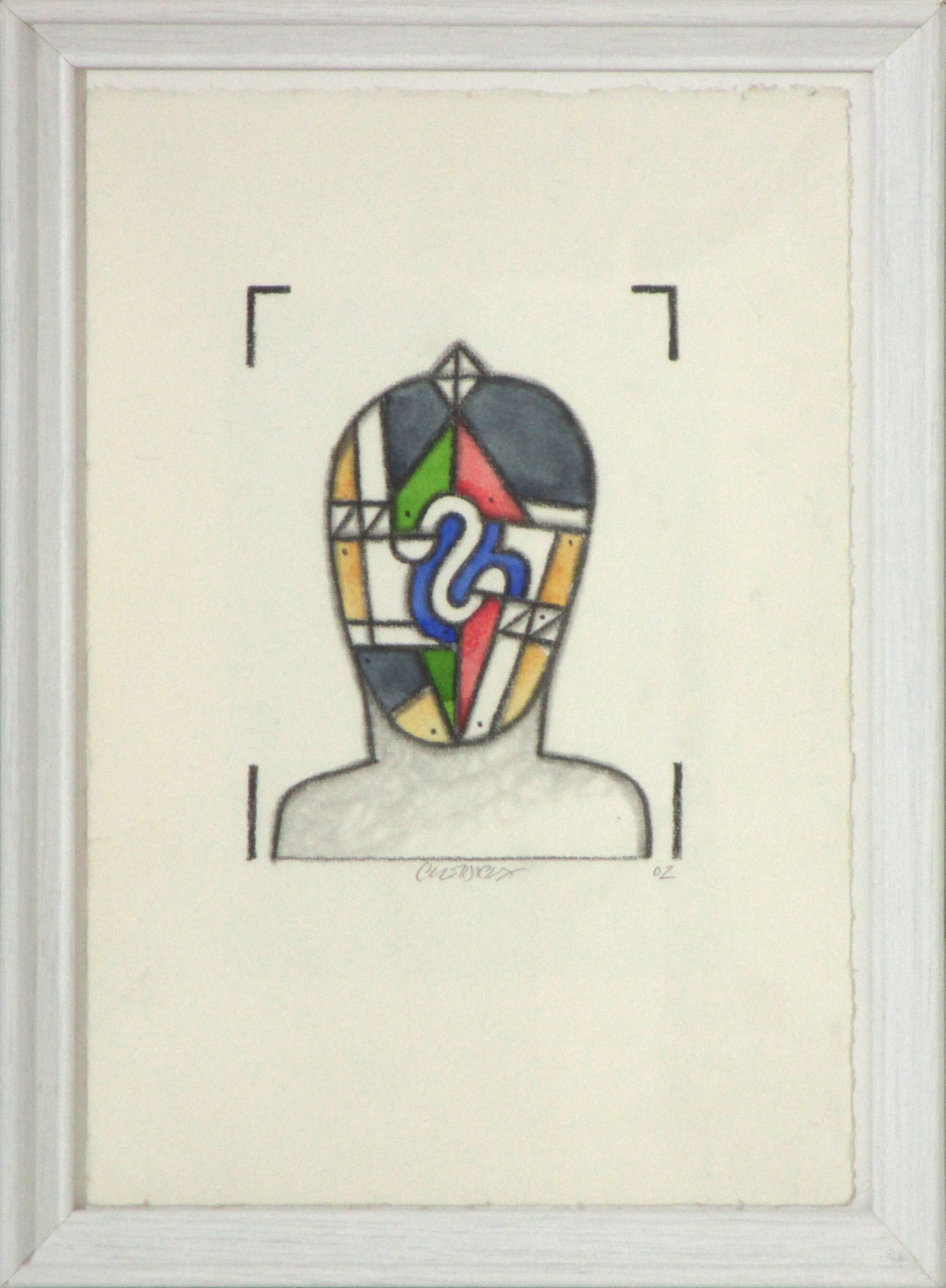 Bruno Chersicla (Trieste 1937 - 2013) 2002, tecnica mista su carta, cm. 28,5 x 19