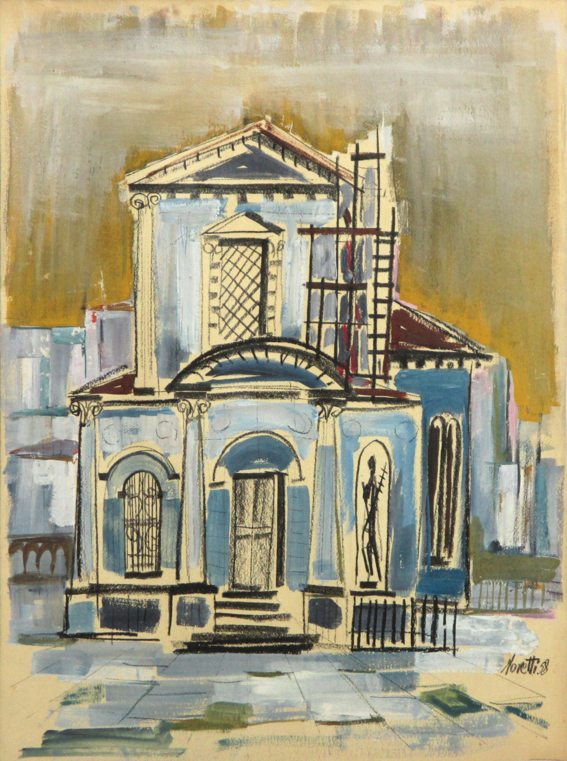 Claudio Moretti "Facciata di chiesa" 1958