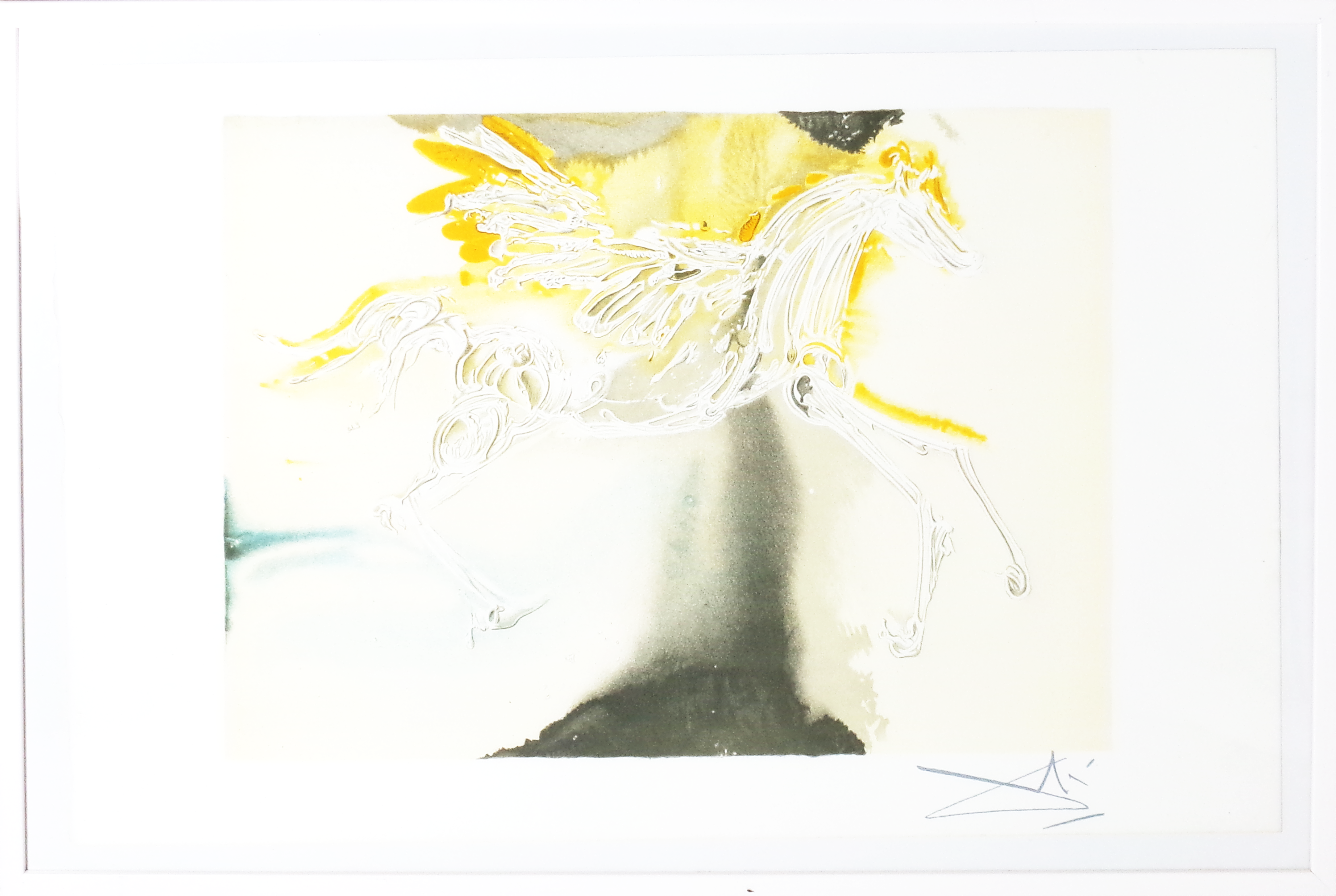 Salvador Dali' (Figueres 1904 - 1989) "Pegaso" 1983, litografia a colori firmato su lastra, cm. 36 x 56