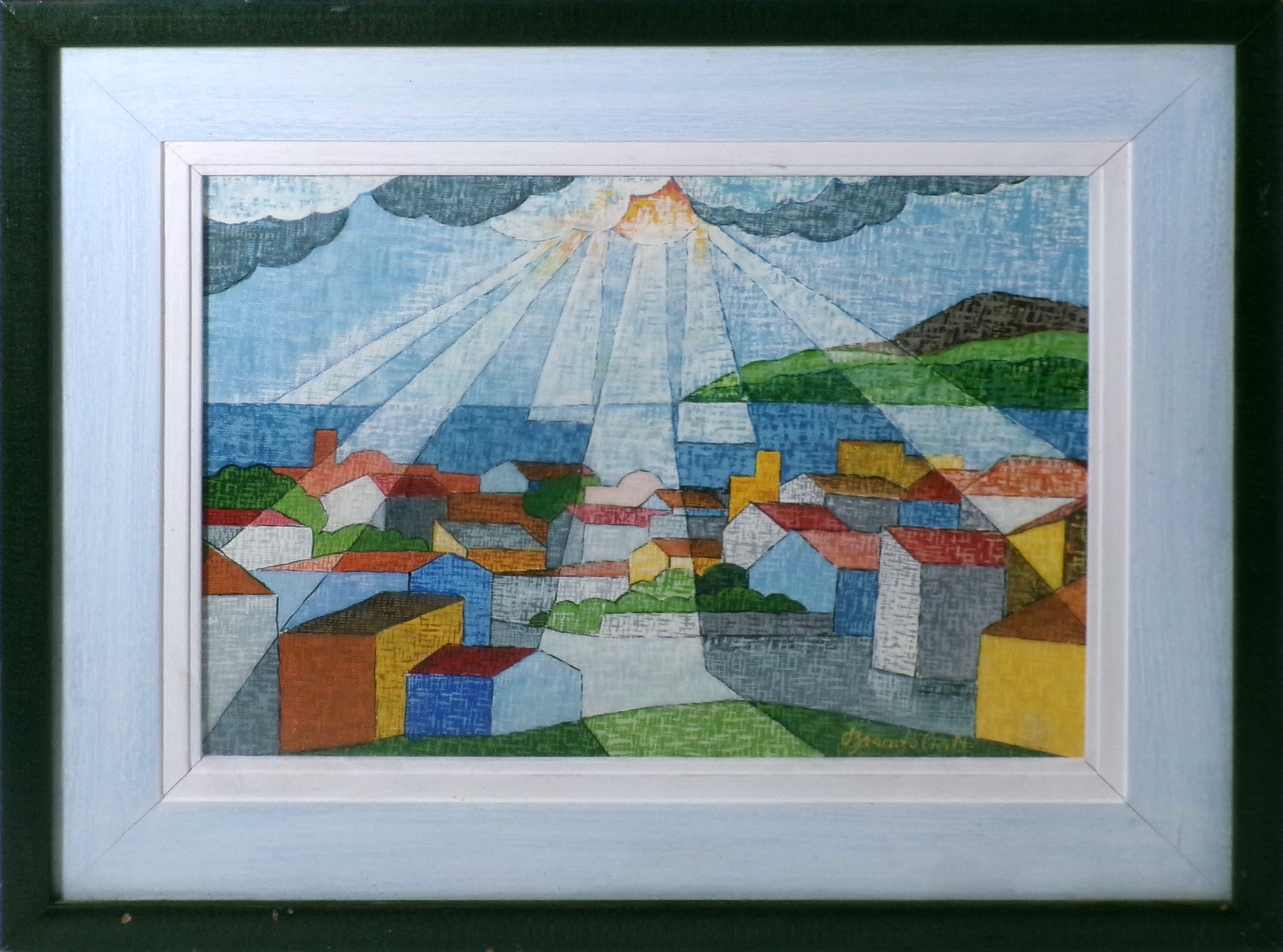 Albino Brandolin (Trieste) "Raggi di sole sulla città" olio su cartone telato, cm. 25 x 36