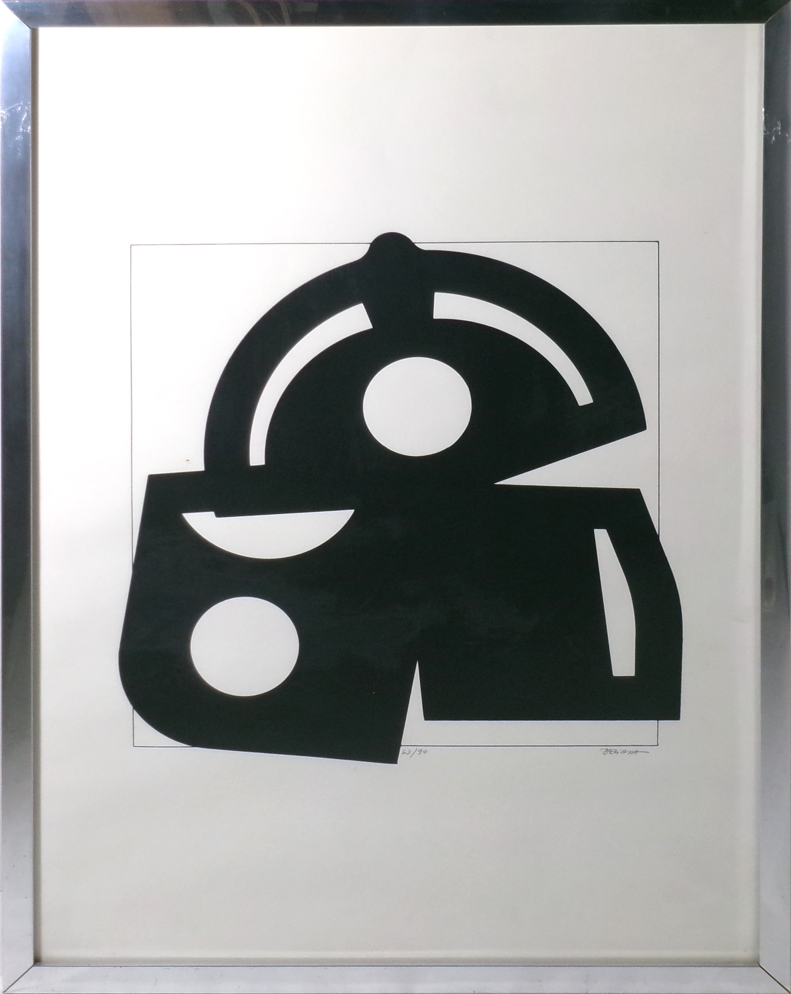 Delima - Madeiros Lenine (Brasile 1935 - 2013) "Composizione" litografia bianco e nero 63/90, cm 39 x 37,5