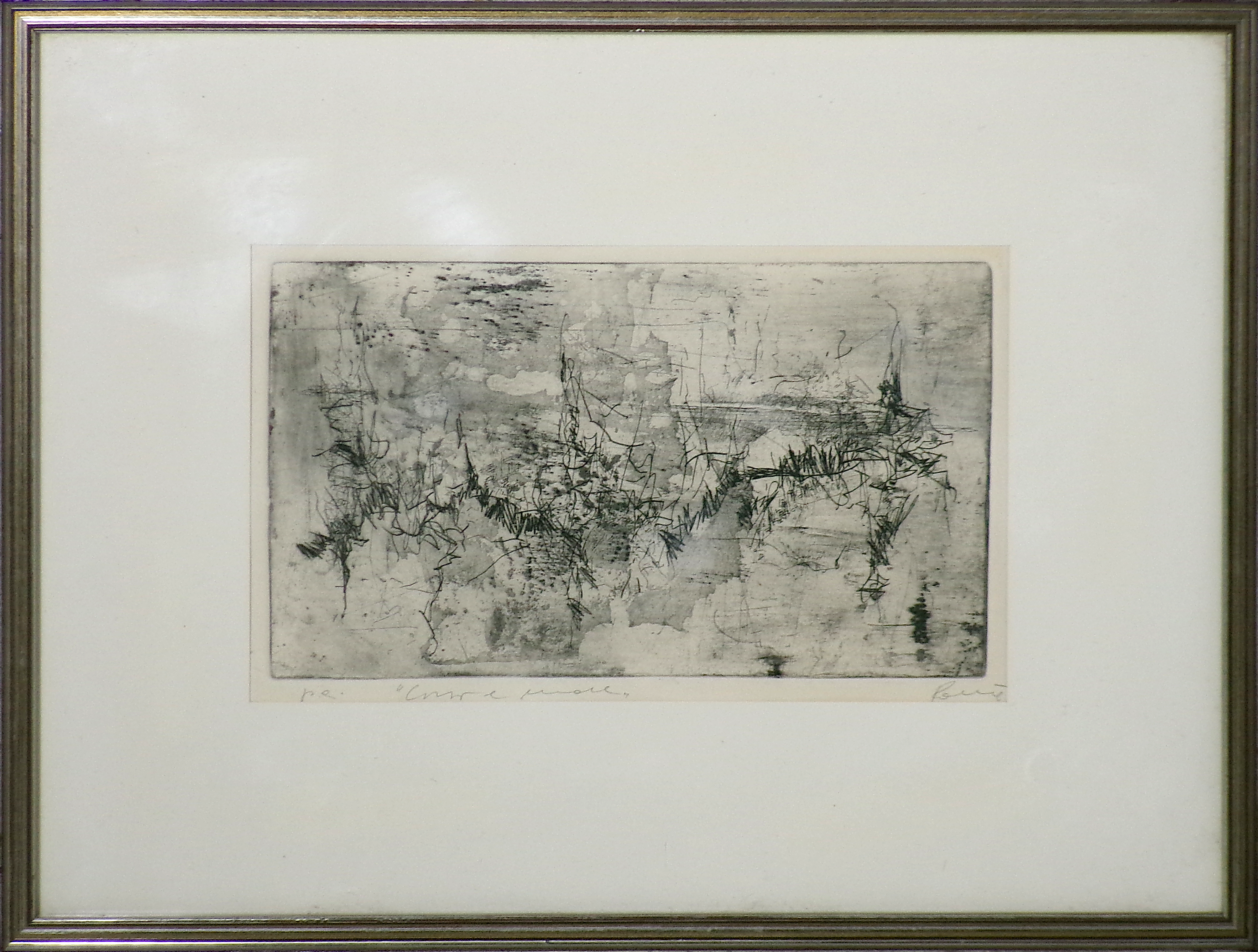 Bruno Ponte (Talmassons UD 1921 - Trieste 2013) "Carso e mare" P.A., incisione, cm. 16 x 26,5