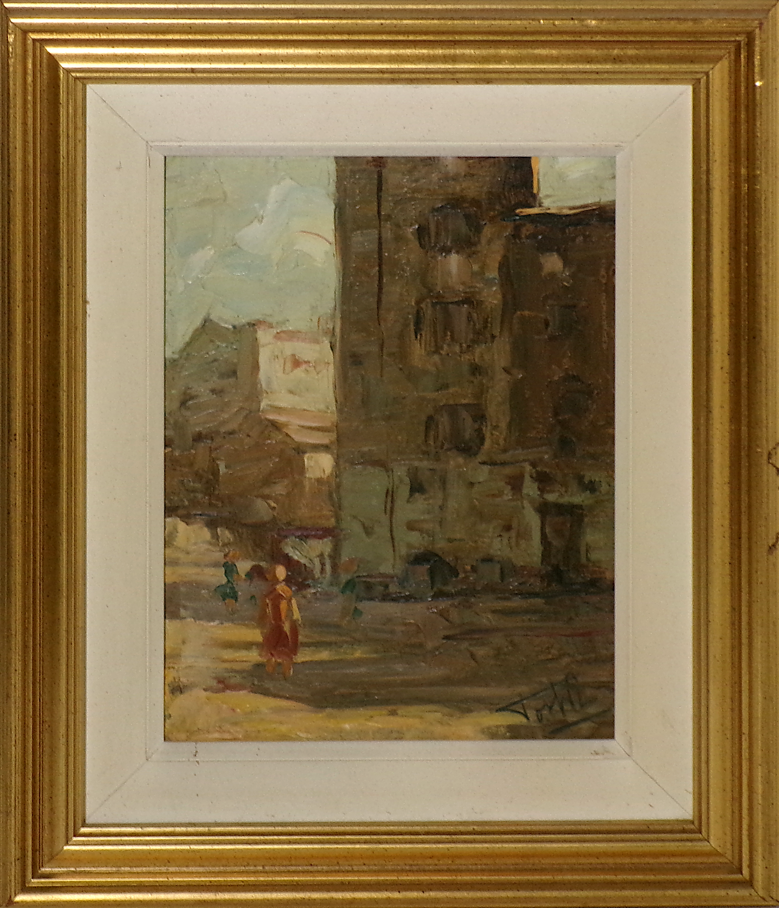 Riccardo Tosti (Trieste 1910 - 1986) "Città vecchia, Trieste" olio su compensato, cm. 23,5 x 17